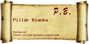 Pillár Bianka névjegykártya